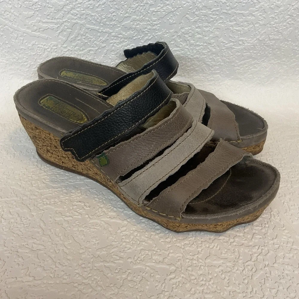 El‎ Naturalista Women's Leather Strappy Slide Sandals Boho Retro 40/9,5